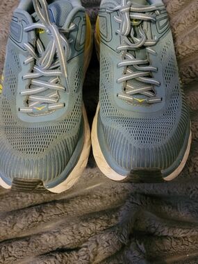 Hoka One One men's Sky Blue Running Sneakers with Yellow Accents